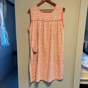 Vintage 1950s Floral Sleeveless Dress Housedress Smock with Pocket Large READ